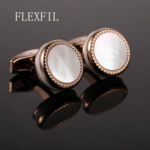 FLEXFIL, joyería redonda, color, oro rosa, camisa francesa, gemelos de moda para hombres, gemelos, botones, carcasa, marca de alta calidad