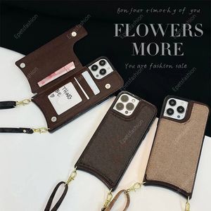 Flip Over Wallet Style Crossbody Strap Luxury Design, Classic Imitation Leather Card Pocket Anti Drop iPhone Case pour Apple 15 Pro Max 11 12 13 14 Pro Max Plus