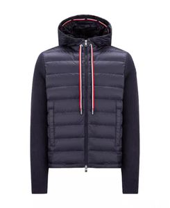 Coloré rayé chapeau cordon hommes doudoune bras insigne hommes tricoté vestes hiver à capuche cardigan doudounes homme manteau asiatique taille M - 3XL