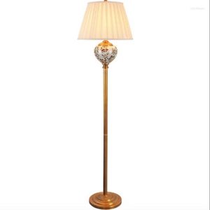 Lampadaires Chinois Pays Peint À La Main En Céramique Tissu Led E27 Lampe Pour Salon Chambre Étude Déco H 160cm 2181