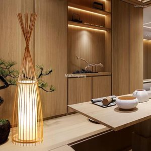 Lampadaires style chinois lampe en bambou table de chevet abat-jour japonais esthétique designer lampara de tarte salon décoration