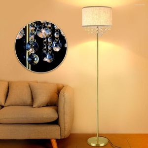 Lámparas de pie Depuley Nordic Modern LED Crystal Lamp Tall Pole Lighting Drum Shade para sala de estar Oficina Dormitorio E26 Oro / Plata