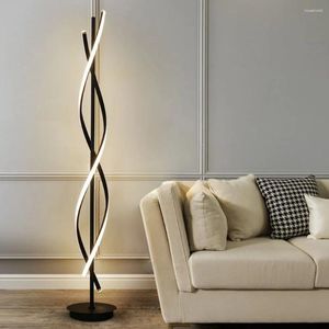 Lampes de sol Lampe LED minimaliste Ligne géométrique Salon Décor Lumière Chambre TV Fond Mur Noir Blanc Luminaire Lustre