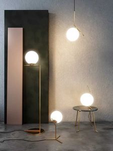 Floor Lamps Modern Glass Ball floor lamps table lamp night light Nordic Simple Bedside Desk Home Decor LED Lustre Chandelier Light Lamparas W0428