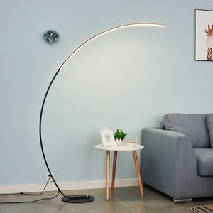 Lampadaires Moderne LED Art Lampadaires Maison Intérieur Salon Noir Blanc Lampadaires Dimmable À Distance RVB Chambre Foyer Décor Coin Lumière W0428