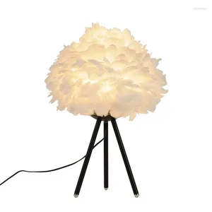 Lampes de sol Moderne Simple LED Plume Déco Table Nordique Fer Art Trépied Bureau Lumière Pour Foyer Chambre Étude Belle Luminaire