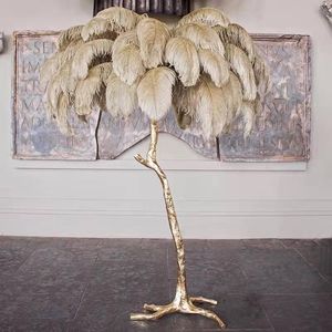 Floor Lamps Nordic Decoration Home Ostrich Feather Lamp Modern Luxury Copper For Living Room Resin Standing Light LightingFloor
