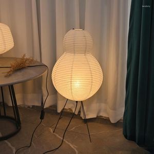 Lámparas de pie Yoshihiro Noguchi Lámpara Japonesa Simple Arroz Papel Linterna Hogar Casa de Té Estudio Atmósfera Vertical