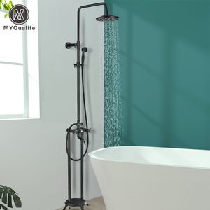 Robinet de baignoire monté au sol griffonnez à la bouche de bain de douche de salle de bain sans poils avec un système de douche de pointe de 8 