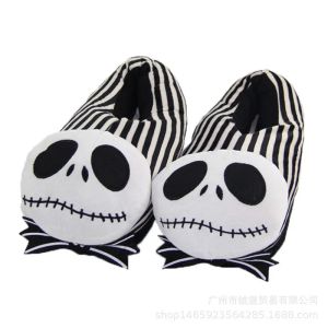 Flops Jack's Skull Cartoon Slippers de Noël Anime Jack Anime entourant les chaussures en coton en peluche