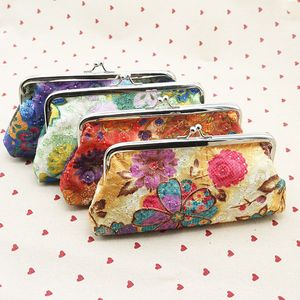 Floral Coin Purse Cell Phone Pouch Fermoir Kisslock Fermeture Portefeuille 7.1