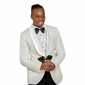 Chaqueta de traje de boda floral para hombres 2024 con trasero mandarín 1 pieza Mantón de solapa Slim Fit Fi Blazer Estilo africano Abrigo masculino d5VY #