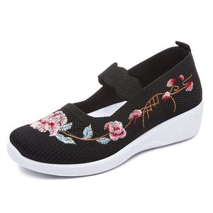 Florales zapatos casuales para mujer púrpura gris negro correa zapatos para mujer