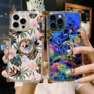 Étuis de téléphone de créateur de mode de fleurs pour iPhone 13 12 mini 11 pro max Xs XR Xsmax 8plus Motif Animal TPU ClearTransparent Housse de téléphone portable avec porte-anneau