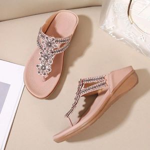 Flip-flops con sandalias con cuentas de sandalias con cuñas zapatos de desgaste de ropa para mujeres ropa diaria 122 22