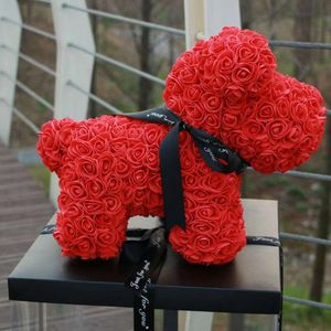 Fleur Fortune chien saint valentin cadeau boîte PE mousse fleur Rose Fortune chien 38 cm * 30 cm * 20 cm