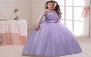 Fleur filles dentelle robes de fleurs violet princesse filles robe de bal robe de mariée fête d'anniversaire première robe de communion D126996804