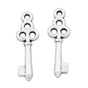 Flower Key Charms llave del medallón para su corazón 6.5x21.5 mm Amor de plata antigua Colgantes Hallazgos de joyería Componentes L881 60pcs / lot Día de San Valentín