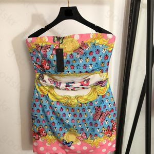 Robe imprimée à fleurs pour femmes, marque de mode, sans manches, jupe cintrée, Sexy, taille haute