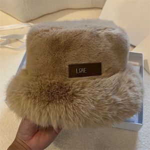 Mullido Cálido Para Mujer Diseñador Sombrero De Cubo Para Hombre Sombrero De Invierno Hebilla De Oro Loe Moda Bonnet Casquette Piel De Conejo Suave Plano Sombreros Ajustados Gorros Bob