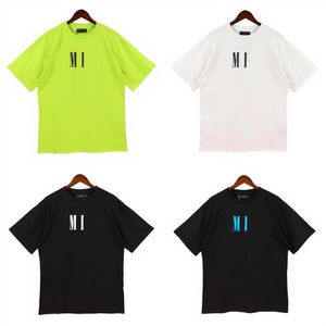 Camiseta colorida fluorescente, camiseta de diseñador, camiseta para hombre, camisetas sueltas de moda, ropa informal, decoración de letras de lujo