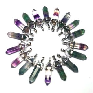 Pendentifs en cristal de fluorite Suspension Quartz Charms de pierres précieuses naturelles pour les femmes Hexagonal Reiki Healing