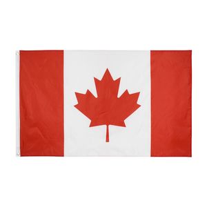 Fly Breeze 3x5FT 2X3FT 90X160CM 60X90CM Pie Bandera de Canadá Cabecera Banderas nacionales canadienses de doble costura Bandera utilizada para la decoración del hogar Festival 3 X 5 2X3 pies