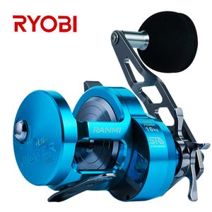 Fly Fishing Reels2 RYOBI RANMI Slow Jigging Wheel Max Drag 16KG 81BB Metal Boat Saltwater Round Baitcasting Reel 230825