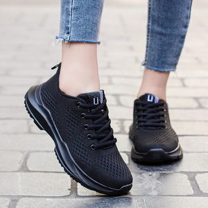 Fly zapatos para correr para mujer, ligeros, informales, negros, blancos, rosas, de malla, zapatillas deportivas para mujer, zapatillas para correr al aire libre, tamaño 36-40