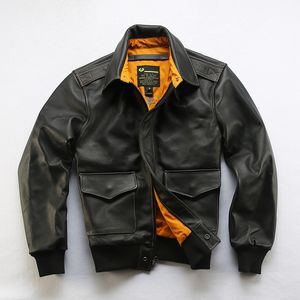 Veste de bombardier volant véritable manteau en cuir pour hommes de moto