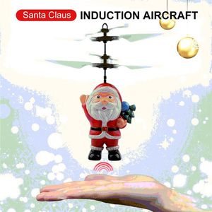 Mini Dron RC inductivo volador, Avión de inducción de Papá Noel de Navidad, helicóptero RC para niños, regalos de Navidad