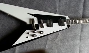 Flying v – corps de guitare électrique en acajou blanc et noir, Support de touche en palissandre personnalisé 1910348