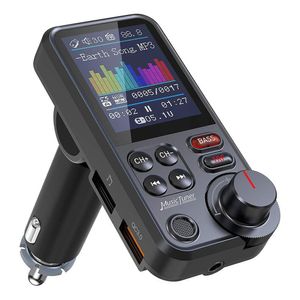 Transmetteur FM Bluetooth pour voiture Adaptateur de voiture avec microphone puissant avec écran couleur de 1,8