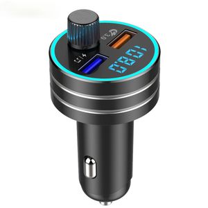 Modulador transmisor FM Bluetooth 5,0, reproductor MP3 de Audio para coche, Kit de manos libres para coche QC3.0, carga rápida, cargador de coche USB Dual de aleación de aluminio