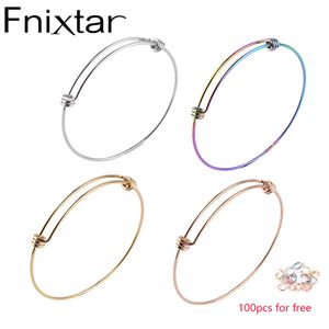 Fnixtar 50pcs / lot 1.8mm 1.6mm d'épaisseur fil bracelet bracelets en acier inoxydable fil extensible câble bracelet anneau de saut 55/60 / 66mm Q0720