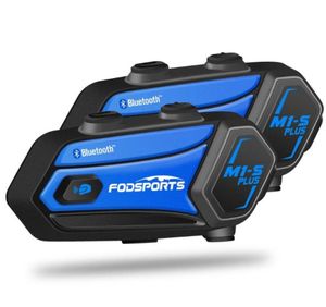 FODSPORTS 2 PCS M1S Plus Interphone Casque de moto Interphone Bluetooth Headset 8 Riders Wireless Interphone FM Music Sharing6553540