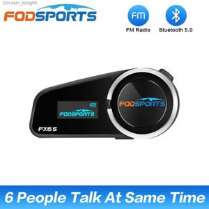 Fodsports FX6 S casque de moto Interphone sans fil Bluetooth 5.0 casque casque 1000m Interphone 6 voies avec écran FM OLED Q230830