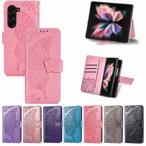 Étui portefeuille en cuir pliable à motif papillon pour Samsung Galaxy Z Fold 3 Fold2 Fold 5, coque pliable magnétique à motif floral