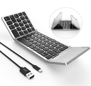 Teclado Bluetooth plegable, modo dual, teclado Bluetooth con cable USB y panel táctil recargable para tableta AndroidiOSWindows Sm5661440