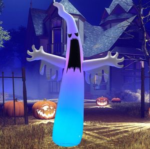 Disfraz plegable de decoración de Halloween, pequeña calabaza fantasma brillante con luz blanca, árbol de fantasmas, decoraciones inflables para jardín, modelo inflable