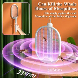 Mosquito pliable Swatter avec un piège UV Trap Light Mosquito Killler Electric Mosquito Racket USB RECHARGable Anti Bug Zapper