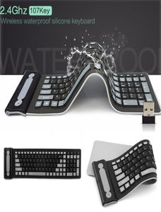 Clavier sans fil en silicone pliable 24g USB Flexible Slim Slim Slim Universal Roll Up Clavier pour ordinateur portable PC 2106105704011