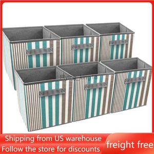 Cube de rangement pliable Panier Bin Placard Organisateur Boîtes pour vêtements Livraison gratuite Living Box Vertical Stripe Line Pattern 6 Pack HKD230812