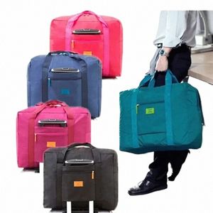 Bolsa de lona de viaje plegable Bolsa de viaje liviana para mujeres y hombres Carrera en la bolsa de lago Bolsas nocturnas F9B4#