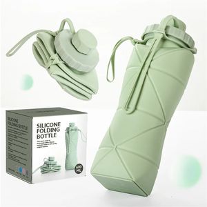 Botella de agua plegable Copa de silicona portátil para deportes de viaje al aire libre Grado de alimentos resistentes a alta temperatura Gran capacidad 240409