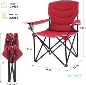 Chaise de camping pliante Chaises confortables rembourrées portables surdimensionnées avec porte-gobelet 996
