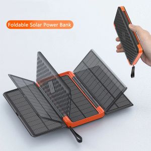 Banque d'énergie solaire pliante 20000mAh avec 3 panneaux solaires Qi chargeur sans fil Powerbank pour iPhone 14 Samsung Huawei Xiaomi appauvrbank