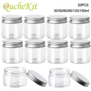 Food Savers Storage Containers 20Pcs 30506080120150ml Storage Jars With Lids Aluminum Round Canister Empty Plastic Cosmetic Jars Food Travel Bottle Pot 230324