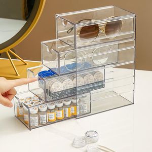 Conteneurs de stockage d'économiseurs d'aliments 4 couches boîte à lunettes organisateur acrylique cosmétiques tiroirs de maquillage étui à stylo support d'affichage empilable 230307