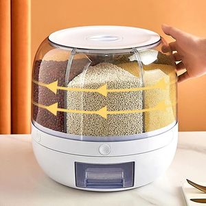Food Savers Storage Containers Kitchen Rotation 6kg Plastic Pet Rice Grain Dispenser Container Bucket Box Housewarming Gift 231023